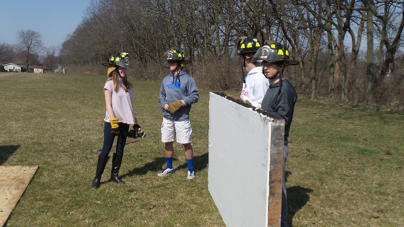 Fire-Rescue-EMS Students working on bulding